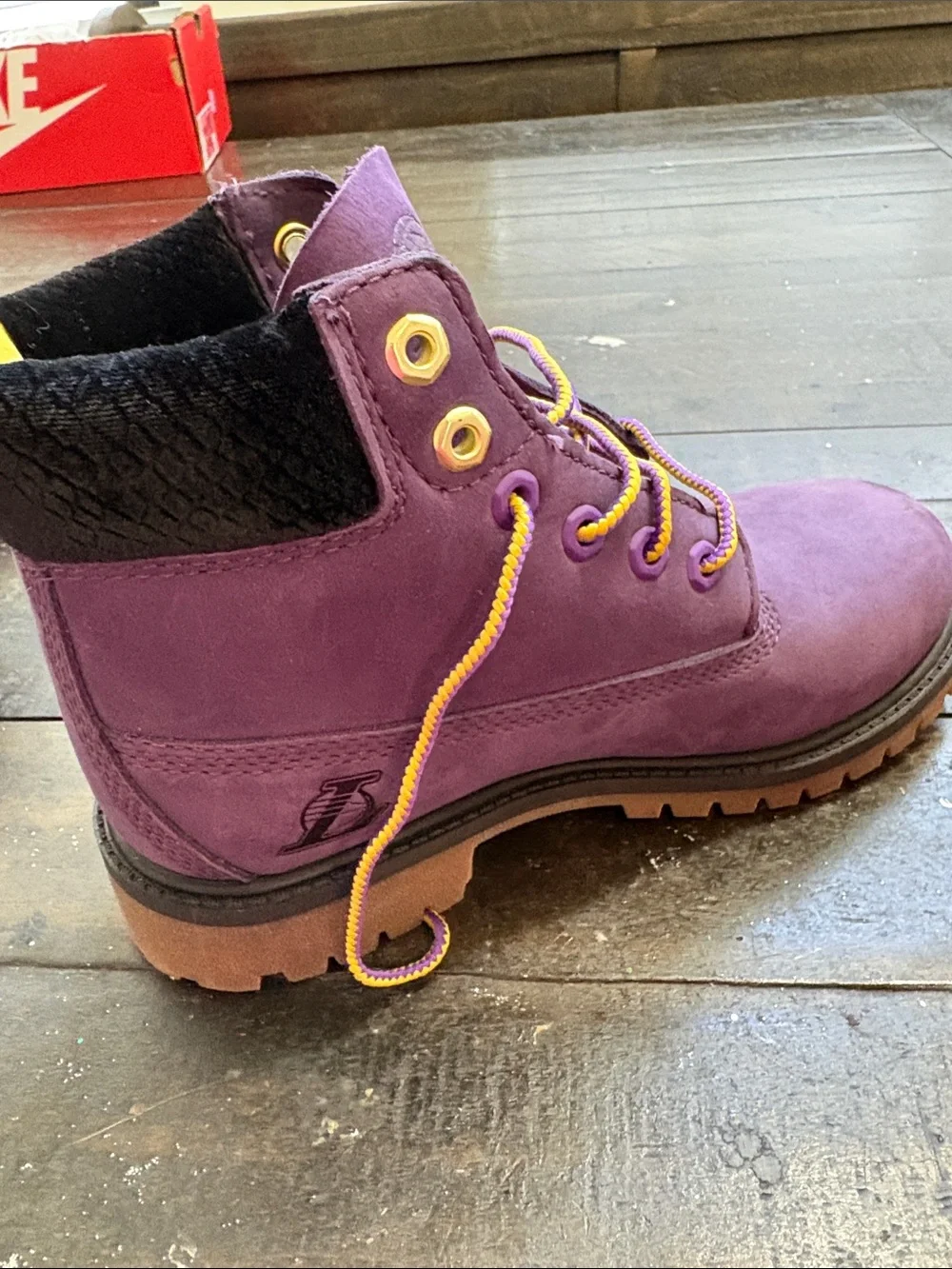 Timberland Kids Purple and Yellow Lace-Up Waterproof Boot